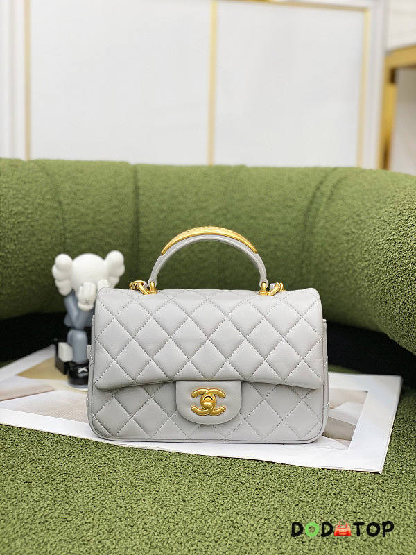 Chanel Mini Flap Bag With Top Handle Light Gray Size 12 x 20 x 6 cm - 1
