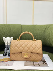 Chanel Mini Flap Bag With Top Handle Beige Size 12 x 20 x 6 cm - 1