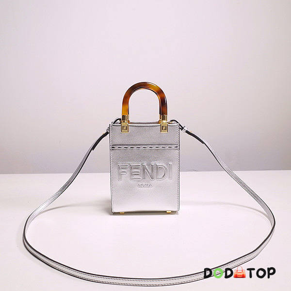 Fendi Mini Sunshine Shopper Silver Tone Size 13 x 18 x 6.5 cm - 1