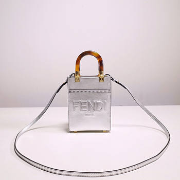 Fendi Mini Sunshine Shopper Silver Tone Size 13 x 18 x 6.5 cm