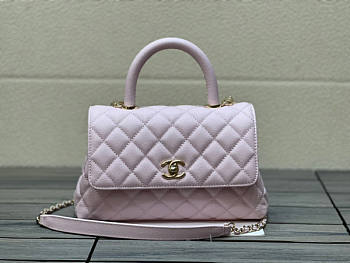 Chanel Flap Bag With Top Handle Nude Pink Size 14 x 24 x 10 cm