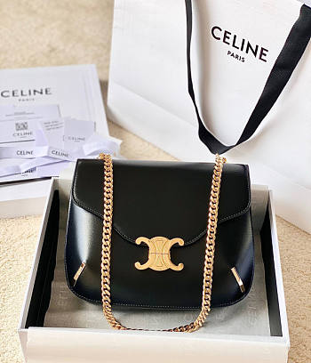 Celine Chain Besace Triomphe Black Size 24.5 x 17 x 4 cm