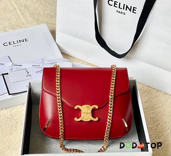 Celine Chain Besace Triomphe Red Size 24.5 x 17 x 4 cm - 1