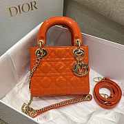 Dior M0505 Mini Lady Dior Bag Orange Red Patent Cannage Calfskin Size 17 x 15 x 7 cm - 1