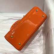 Dior M0505 Mini Lady Dior Bag Orange Red Patent Cannage Calfskin Size 17 x 15 x 7 cm - 2