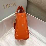 Dior M0505 Mini Lady Dior Bag Orange Red Patent Cannage Calfskin Size 17 x 15 x 7 cm - 3