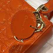 Dior M0505 Mini Lady Dior Bag Orange Red Patent Cannage Calfskin Size 17 x 15 x 7 cm - 5