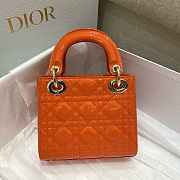 Dior M0505 Mini Lady Dior Bag Orange Red Patent Cannage Calfskin Size 17 x 15 x 7 cm - 4