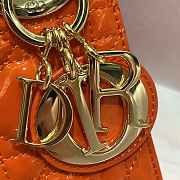 Dior M0505 Mini Lady Dior Bag Orange Red Patent Cannage Calfskin Size 17 x 15 x 7 cm - 6