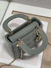  Dior M0505 Mini Lady Dior Bag Gray Patent Cannage Calfskin Size 17 x 15 x 7 cm - 2