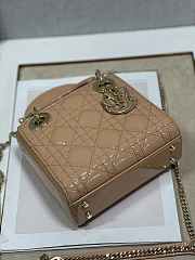 Dior M0505 Mini Lady Dior Bag Apricot Patent Cannage Calfskin Size 17 x 15 x 7 cm - 2