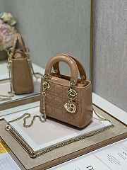 Dior M0505 Mini Lady Dior Bag Apricot Patent Cannage Calfskin Size 17 x 15 x 7 cm - 4