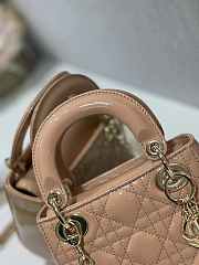 Dior M0505 Mini Lady Dior Bag Apricot Patent Cannage Calfskin Size 17 x 15 x 7 cm - 5