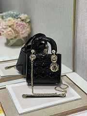 Dior M0505 Mini Lady Dior Bag Black Patent Cannage Calfskin Size 17 x 15 x 7 cm  - 1