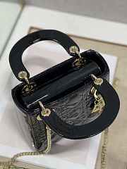 Dior M0505 Mini Lady Dior Bag Black Patent Cannage Calfskin Size 17 x 15 x 7 cm  - 2