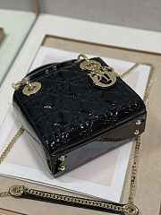 Dior M0505 Mini Lady Dior Bag Black Patent Cannage Calfskin Size 17 x 15 x 7 cm  - 4