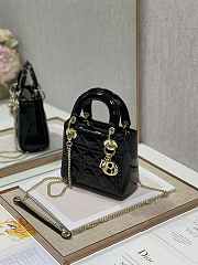 Dior M0505 Mini Lady Dior Bag Black Patent Cannage Calfskin Size 17 x 15 x 7 cm  - 3