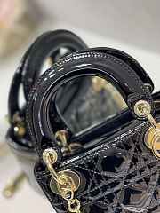 Dior M0505 Mini Lady Dior Bag Black Patent Cannage Calfskin Size 17 x 15 x 7 cm  - 5