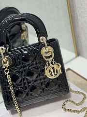 Dior M0505 Mini Lady Dior Bag Black Patent Cannage Calfskin Size 17 x 15 x 7 cm  - 6