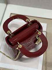 Dior Mini Lady Dior Bag M0505 Maroon Patent Cannage Calfskin Size 17 x 15 x 7 cm - 2