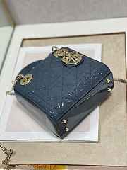  Dior Mini Lady Dior Bag M0505 Deep tan lanin Patent Cannage Calfskin Size 17 x 15 x 7 cm - 3