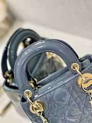  Dior Mini Lady Dior Bag M0505 Deep tan lanin Patent Cannage Calfskin Size 17 x 15 x 7 cm - 4