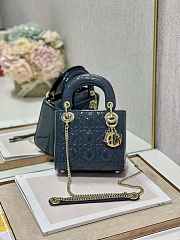  Dior Mini Lady Dior Bag M0505 Deep tan lanin Patent Cannage Calfskin Size 17 x 15 x 7 cm - 6