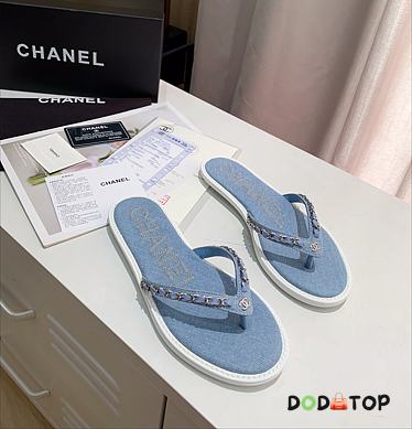 Chanel Denim Chain Flip-Flops  - 1