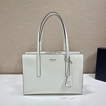 Prada Re-Edition 1995 Brushed-Leather Medium Handbag White 1BA350 Size 30 x 21 x 8 cm