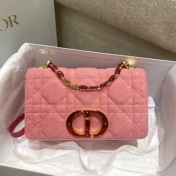 Dior Caro Denim In Pink Size 25.5 x 15 x 8 cm