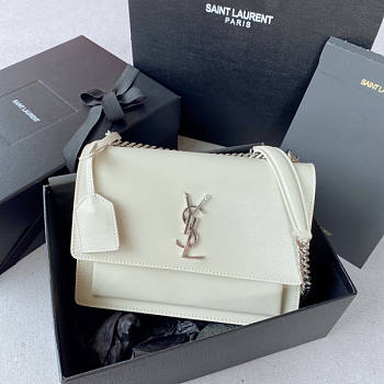 YSL Sunset White With Silver Hardware Size 22 x 16 x 8 cm