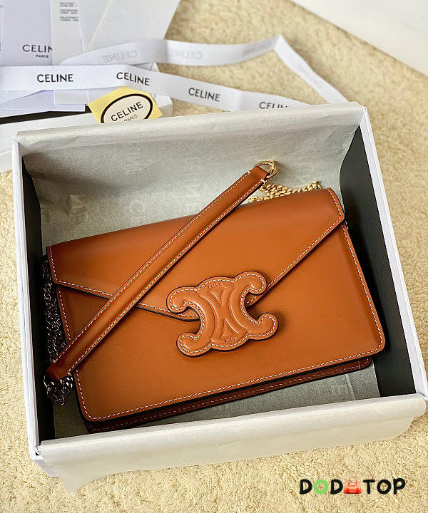 Celine Wallet On Chain Cuir Triomphe Brown Size 19 x 11 x 4 cm - 1