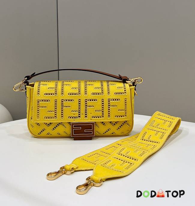 Fendi Baguette Yellow Bag Size 28 × 6 × 14 cm - 1