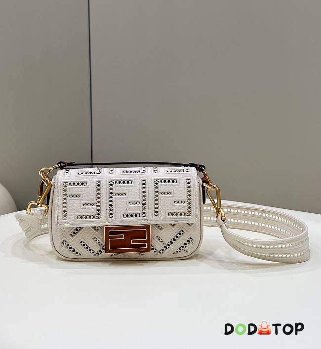 Fendi Baguette White Bag Size 21 × 5 × 10 cm - 1