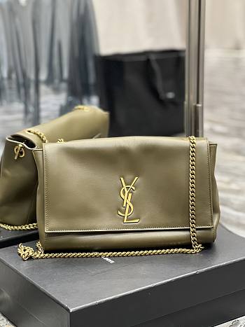 YSL Reversible Suede & Plain Leather Green Size 28.5 x 20 x 6 cm