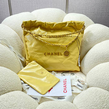 Chanel Cl 22 Handbag Yellow Size 38 × 42 × 8 cm