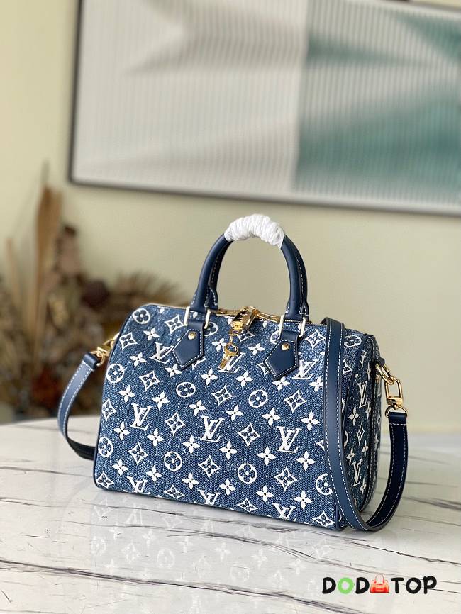 Louis Vuitton LV Speedy Bandoulière 25 Handbag Blue Denim - 1