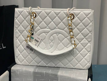 Chanel Tote White In Gold/Silver Hardware Size 24 x 33 x 13 cm