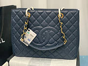 Chanel Tote Dark Blue In Gold/Silver Hardware Size 24 x 33 x 13 cm - 1