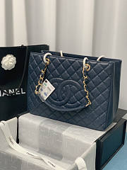 Chanel Tote Dark Blue In Gold/Silver Hardware Size 24 x 33 x 13 cm - 3