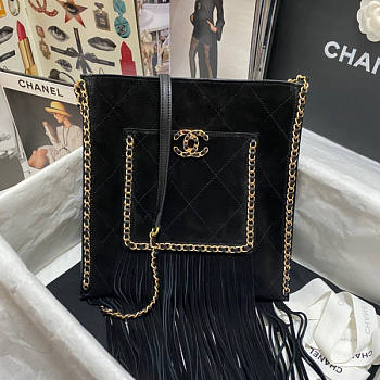 Chanel Shopping Black Velvet Bag Size 28.5 x 23.5 x 1.5 cm