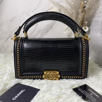 Chanel Boy Chain Flap Bag Lizard Leather Gold/Black Hardware Size 25 × 16 × 9 cm