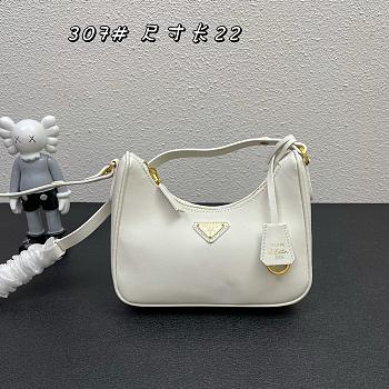 Prada Hobo Armpit Bag 1BH307 White Size 22 × 18 × 6 cm