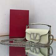 Valentino Locò Small Shoulder Bag in Calfskin Light Ivory Size 20 x 11 x 5 cm - 3