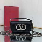 Valentino Locò Small Shoulder Bag in Calfskin Black Size 20 x 11 x 5 cm - 1
