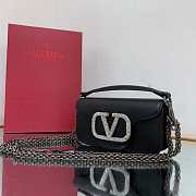 Valentino Locò Small Shoulder Bag in Calfskin Black Size 20 x 11 x 5 cm - 3