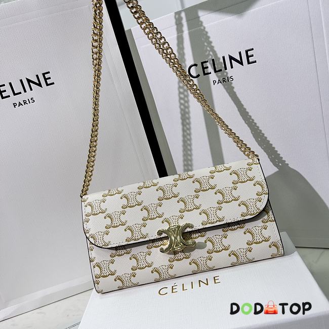 Celine Chain Bag White Writing Size 19 x 10.5 x 3.5 cm - 1