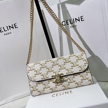 Celine Chain Bag White Writing Size 19 x 10.5 x 3.5 cm