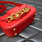 Valentino Vlogo Chain Small Calfskin Shoulder Red Bag Size 20 x 12 x 6 cm - 5