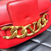 Valentino Vlogo Chain Small Calfskin Shoulder Red Bag Size 20 x 12 x 6 cm - 3